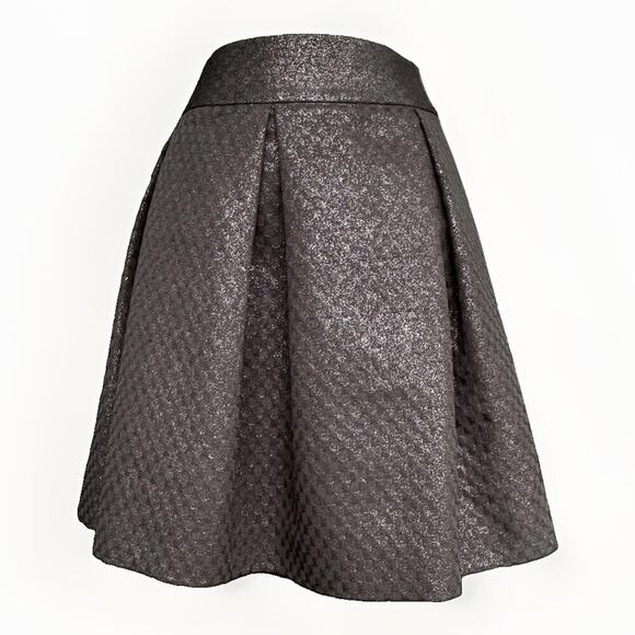 kate spade new york Dresses & Skirts - Kate Spade Metallic Jaquard Pleated Mini Skirt Sz 6 Black Shimmer Holiday Party